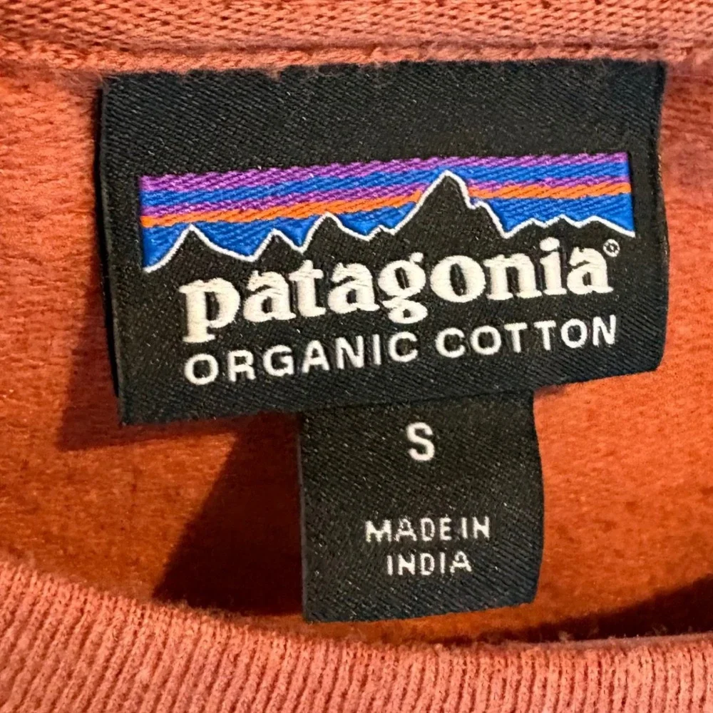 Patagonia‎ Fitz Roy Bison Ahnya Crew Small Earthy Rust Organic Cotton Minimalist